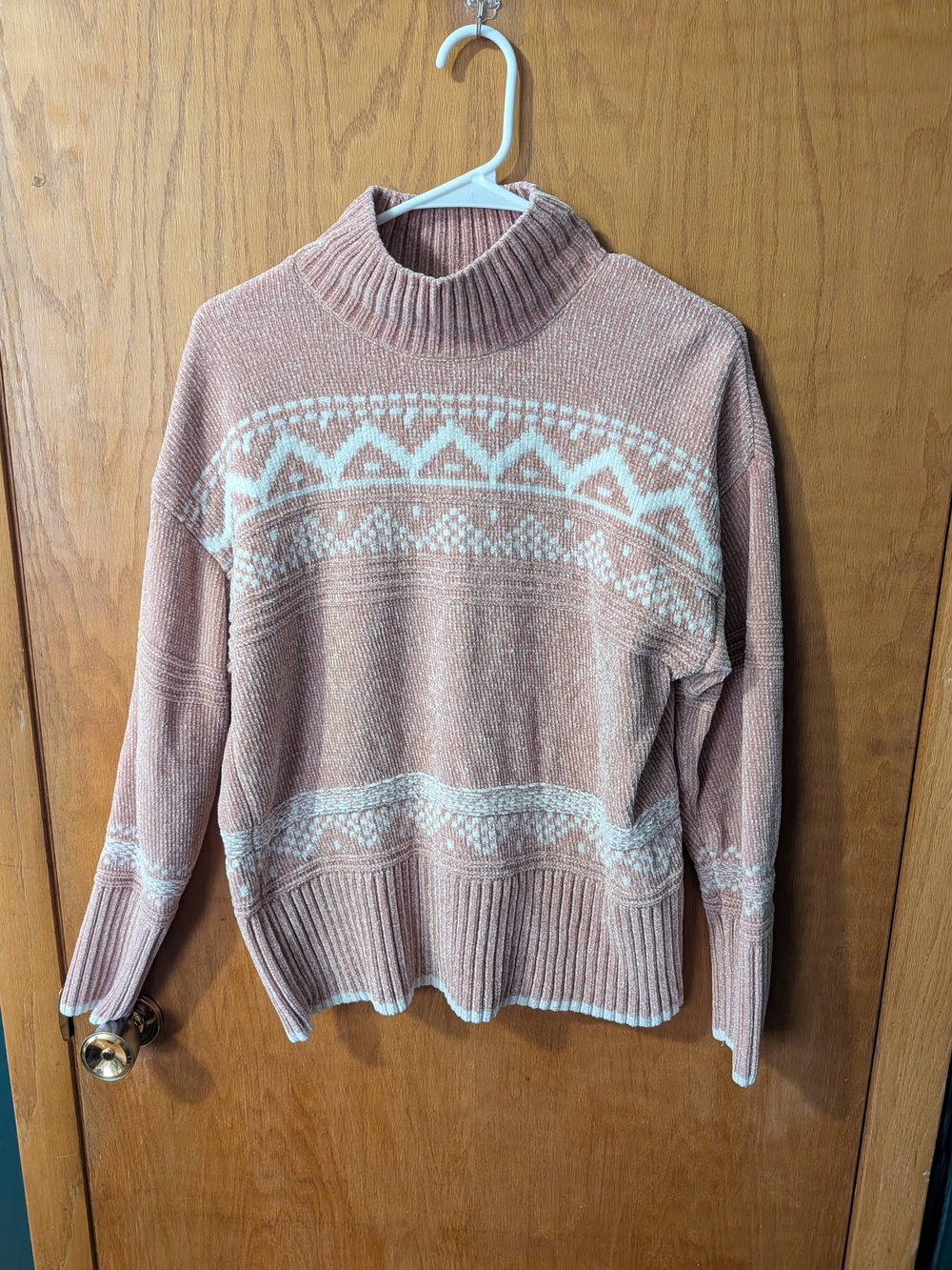 Christian Siriano Dusty Rose Fair Isle Turtleneck Sweater